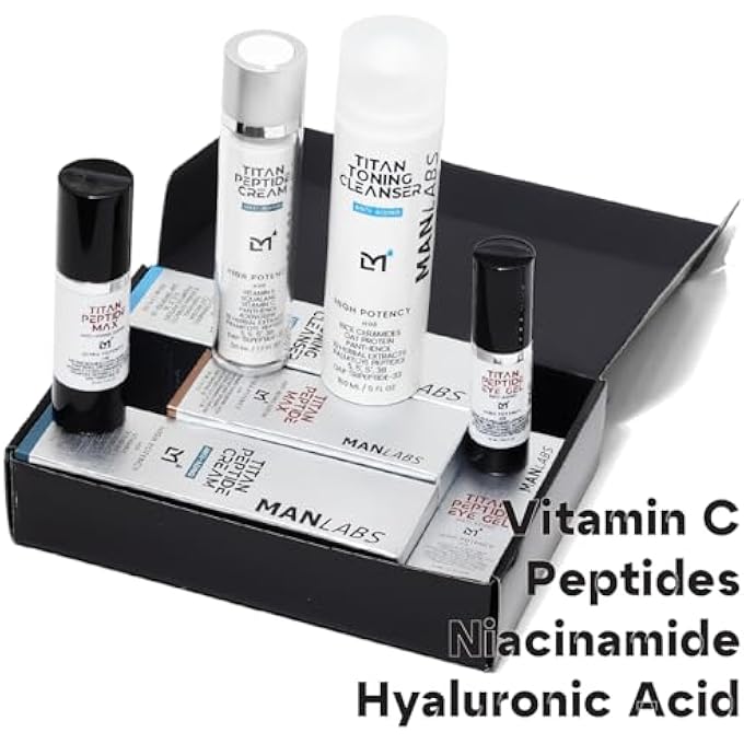 STRBOXONG TITAN OSCAR ANTI-AGING MENS SKIN CARE KIT  WASH, FACE SERUM, EYE CREAM, MENS FACE MOISTURIZER  MEN, SKIN CARE SET  DARK CIRCLES, WRINKLES, FINE LINES  VITAMIN C, PEPTIDES, NIACINAMIDE, HA - Image 3